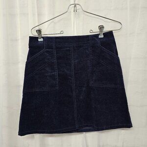 Maison Jules Skirt Navy Blue Velvet Mini A-Line Retro Casual Collegiate 2